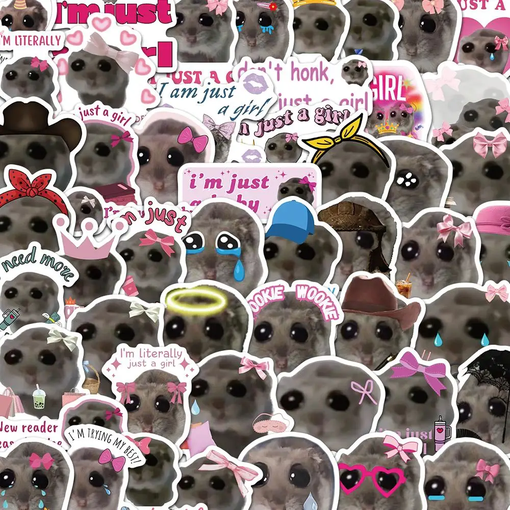 Hamster Meme Sticker, 56pcs/set Cute Animal Sticker, Decorative Sticker for Phone, Computer, Guitar, Bag, Water Cup, Scrapbook