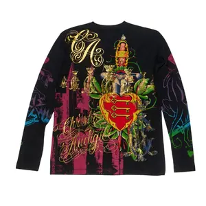 Heart & Dagger Long Sleeve Tee Y2K Style Printed Graphic Crew Neck Medium Length 100% Cotton Autumn Fashion