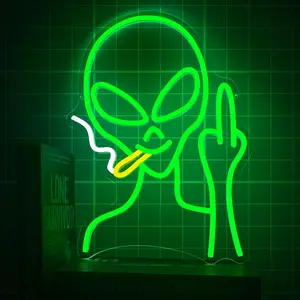 Green Alien Neon Signs, Dimmable LED Neon Signs for Wall Decor Bedroom Man Cave  Room Home Bar Party Decor, LED Alien Neon Light for  Birthday Gift (Green Alien)