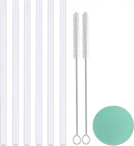 6 Pack Replacement Straws for Hydro Flask Wide Mouth Bottle Straw Lid with Straw Brush, Plastic Straw for Hydro flask 32 oz (compatible with Hydro flask Wide Mouth)