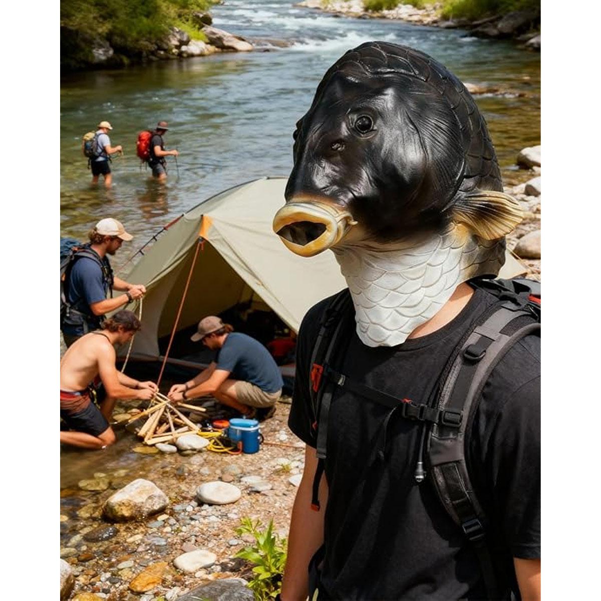 halloween accessory whimsical design mask,Realistic Animal Fish Mask - Halloween costume and fun full head latex mask cosplay helmet fish face costume party props