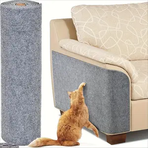 Self-Adhesive Cat Furniture Protector - Durable Everyday Scratch Deterrent for Couches, Doors, Renter-Friendly Apartment Use, Trimmed Edges, Easy-Install, Pet-Friendly Grey Mat for Couch & Armchair Corners