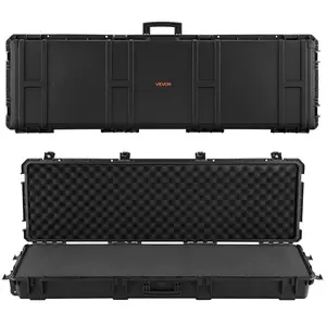 summervibes Heavy Duty IP67 Rated Lockable Hard Case, 52-in Wheeled Rifle Storage with Pre-cut Foam, Waterproof Dustproof Container for Shotguns, Airsoft Guns, Black, Gun Storage