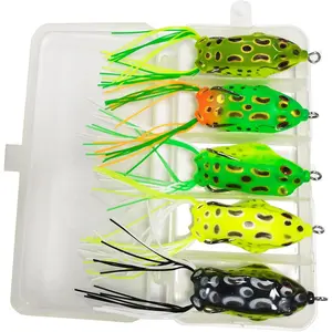 5 count topwater Frog Lures Sets with Box, 5g/8g/12g Ray Frog crankbait Lures, Artificial Soft  for bass, Freshwater Simulated Soft Frog