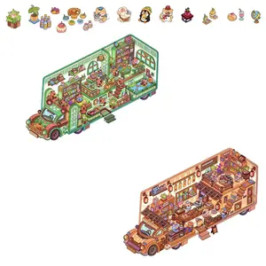 DIY 3D House Sticker,Fun Scene Make Your Own Motor Home Cute Korean Cartoon Scene for Adults Relieve Stress，Ship From China