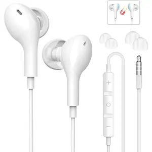Wired Earbuds with Microphone,HiFi Stereo Wired Headphones,Wired Earphones in Ear Headphones,Earphone with Noise Isolating,Compatible with iPhone, Computer,Samsung,Laptop,Fits All 3.5mm Devices-White