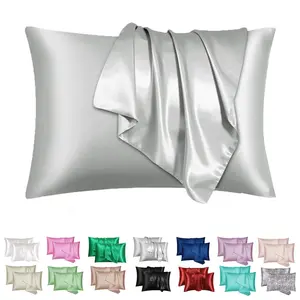 2/4-Pack Silver Gray Satin Silk Pillowcases - Cooling Luxurious Gentle on Skin Hair Care Pillow Covers - Mulberry Silk-Like Envelope Closure Modern Summer Beauty Sleep Bedding for Bedroom & Dorm (Unisex Gift, No Pillow Core) Silky Satin Bedding