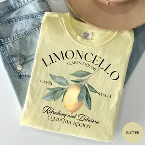 Comfort Colors Limoncello Tee, Refreshing Lemon Graphic T-Shirt, Italian Summer Shirt, Daisy T-Shirt, Fruit Summer Tee, Gift Idea, Cotton Fabric Gift For Women