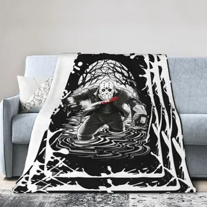 Jason Voorhees horror themed printed flannel blanket, soft and warm, perfect for all seasons, perfect for the couch, office, travel - ideal gift blanket plushthin quilt holiday gift Intense Nacho Printed Flannel Blanket