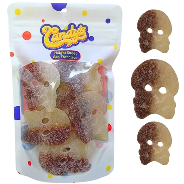 BUBS Cool Cola Skull Shape Pouch Pack Candy - Bold Cola Taste, Chewy, Tangy, Sweet, Vegan, Gluten-Free, Sour Snack Sweetened with Fairtrade Sugar, Ambient