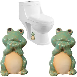 Frog Toilet Bolt Caps Ceramic Toilet Bolt Covers Decorative Toilet Screw Cover Caps, Toilet Caps for Bottom of Toilet, Cute Toilet Bowl Bolt Covers for Bathroom Decor, Easy to install (Green-A)