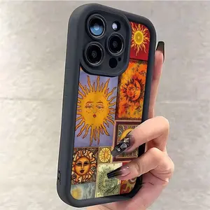 Sun & Moon Pattern Shockproof Ultra-Thin Phone Case, Full Protection Soft Cover for iPhone 17/16/15/14/13/12/11/XS/XR/x/mini/plus/pro Max