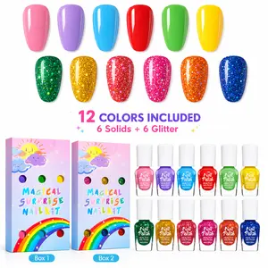 12 PK Non-Toxic, Water-Based, Peel-Off Nail Polish Set, Beauty Set for Girls Kids Ages 3+by Townley Girl, Nail Art, Daily