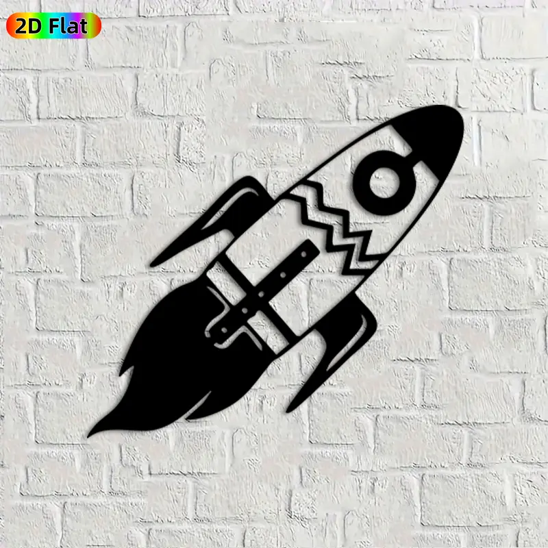 1pc Rocket Metal Wall Art Rocket Statue Mural, Ideal Gift for New Year, Christmas, Weather-Resistant Metal Wall Decor Wall Sculptures, Perfect for Bedroom Wall & Garden Fence Space Enthusiasts