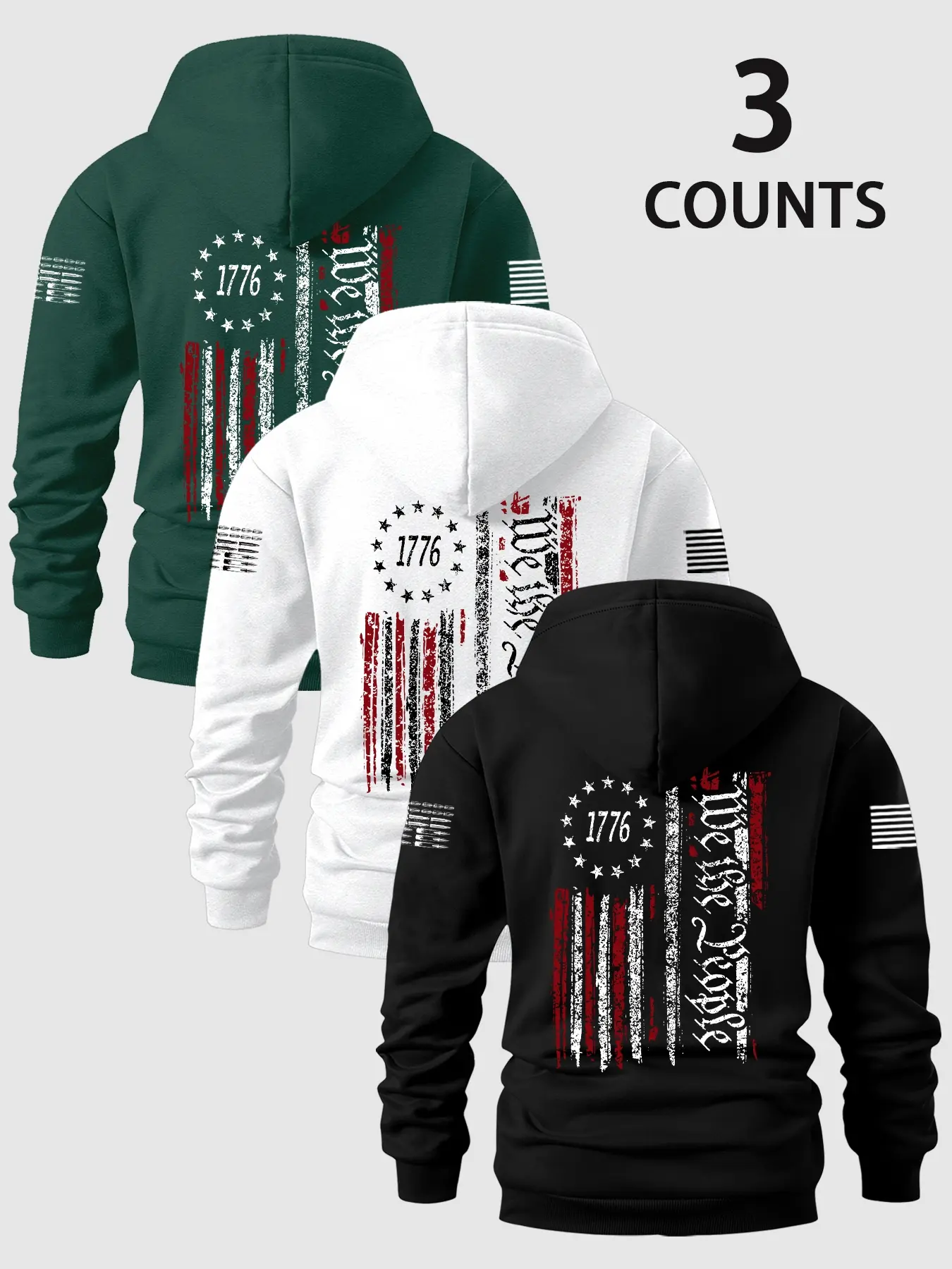Men's Graphic Hoodies Sweatshirts 3-Pack, Casual Fitted Long Sleeve Drawstring Design, Perfect Gift for Sports Enthusiasts, Fall & Winter Fashion