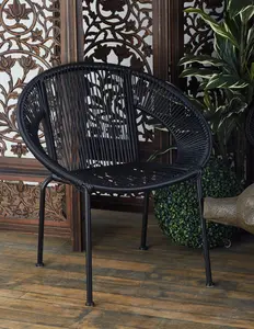 Plastic Rattan Woven Round Outdoor Chair 29" x 23" x 30"