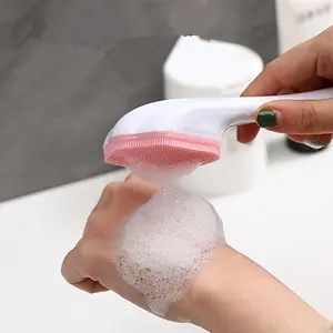 2pcs Cat's paw silicone face wash brush, Facial care tool, Clean pores Cleanser Long handle makeup remover brush face scrub Manual Facial Deep cleaning brush Blackhead pore scrub tool Face Scrubber