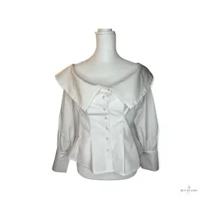 Off Shoulder Button Down Top