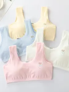 2026 New 4-Piece Set Comfortable Breathable Girls' Underwear, Youth Development Stage Seamless Bra, Soft Daily Wear Underwear Sets