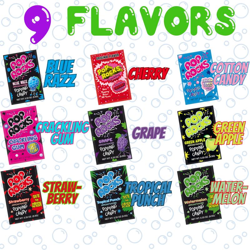 Pop Rocks Candy Variety Pack of 9 with 9 Flavors - 9 Pop Rocks Candy Packs Candies