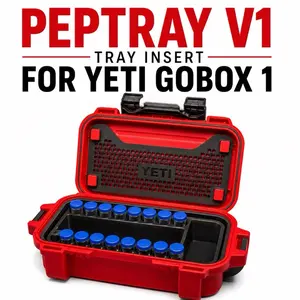 PepTray v1 - Holds 16 3ML Vials - For Yeti Loadout 1 Case - INSERT ONLY, NO YETI PRODUCTS INCLUDED. Organizer Storage