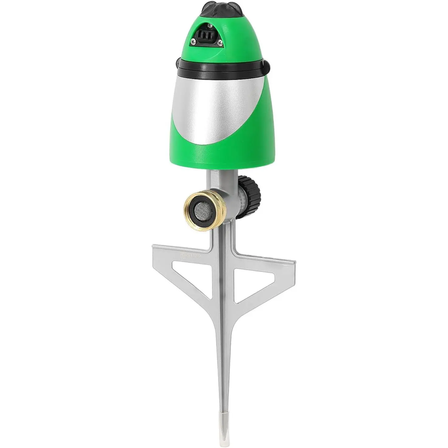 RESTMO Unique Design 2-Pattern Pulsating Sprinkler with Zinc Alloy Spike Base, Heavy Duty Lawn Sprinkler for Garden, Plants, Flower Beds & Large Yard Watering, Adjustable Tabs for Flexible Coverage
