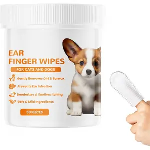 50-Count Dog Ear Cleaning Wipes, Dog Ear Cleaner, Dog Ear Cleaning Finger Pads - For Dog Ear Care and Hygiene