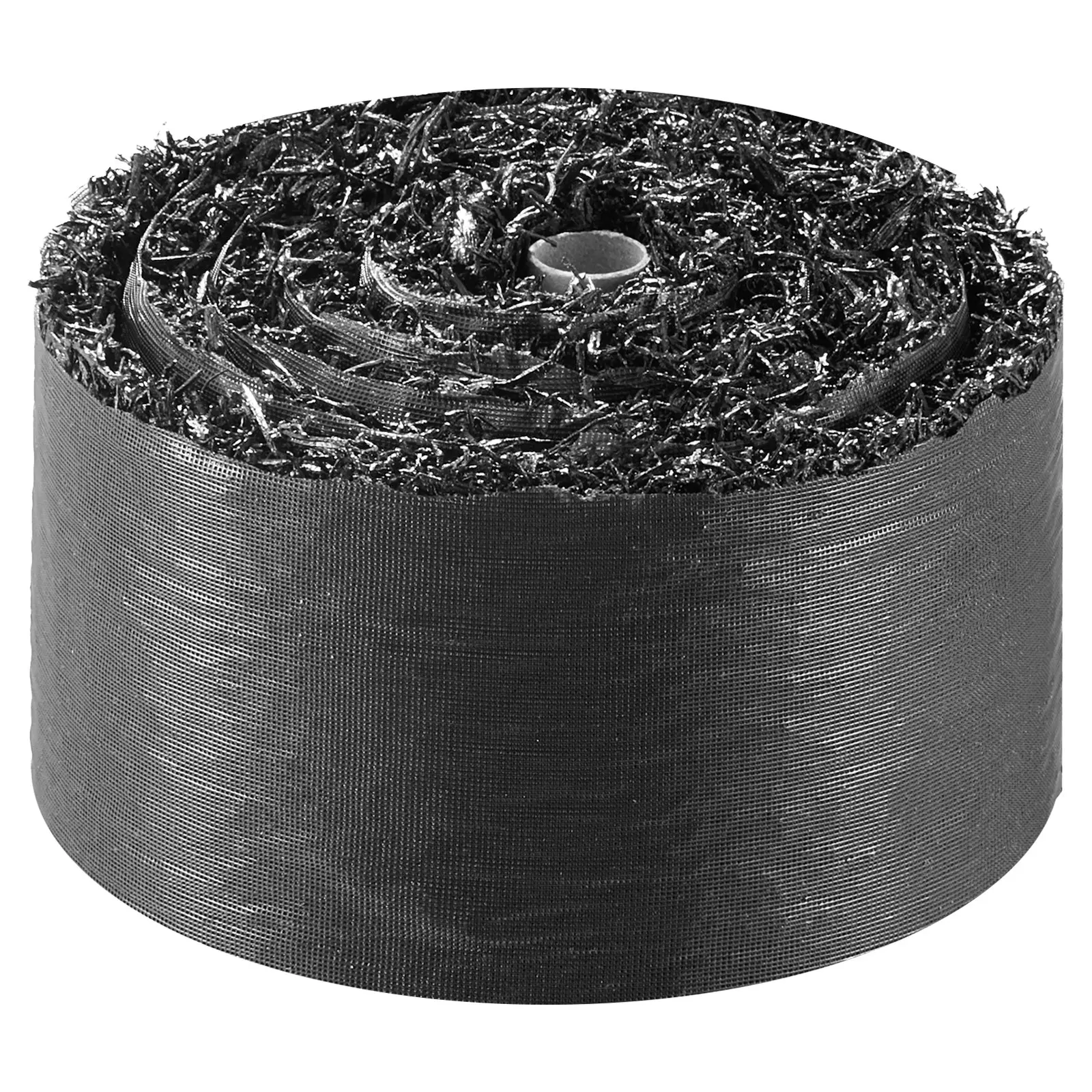 VEVOR Outdoor Weatherproof Rubber Fiber Mulch Mat Roll, 140x5.5x0.5 in (3560x140x13 mm), Easy-to-Cut Recycled Rubber Edging Border with Stakes, Drainage Aid, Weed Blocking Solution