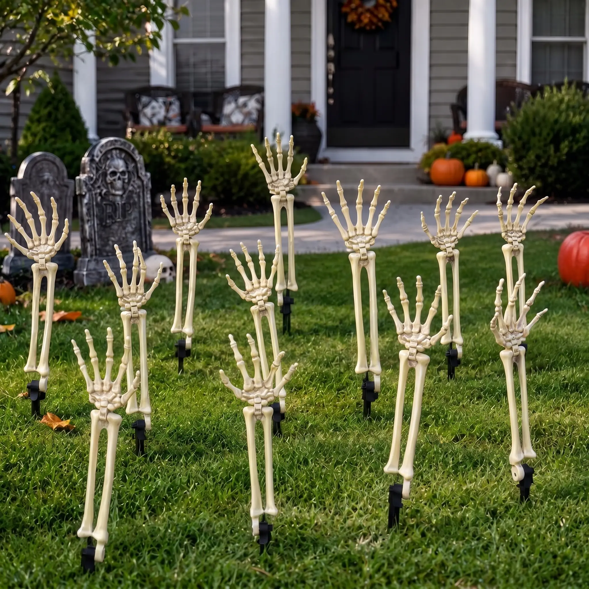 12PC Realistic Skeleton Arm Stakes Halloween Decorations For Lawn Stakes Garden Groundbreaker Halloween Skeleton Decoration  Figurines & Decor Statues