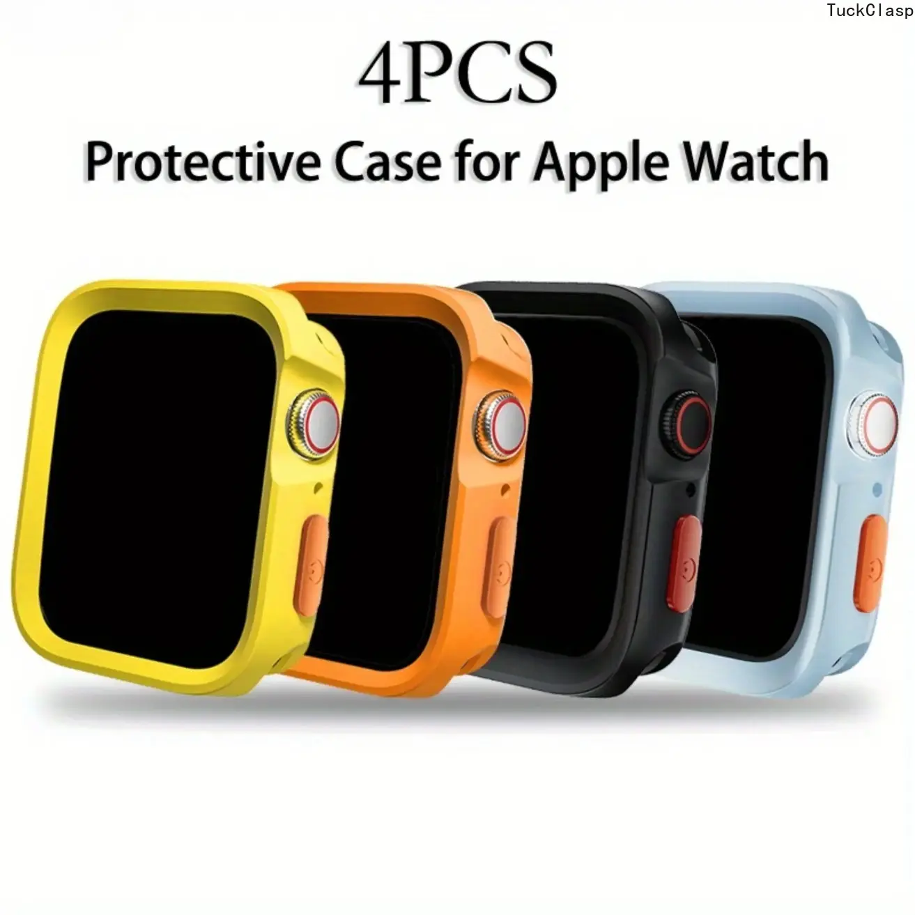 TuckClasp 2026 NEW Set of 4 Sturdy Cases Designed for Compatibility with Various for Apple Watch Sizes Including 46Mm, 42Mm, 40Mm, 41Mm, 44Mm, And 45Mm, Suitable for Models 10 Through 4 And SE, Made from Durable And Flexible TPU Material for Shock