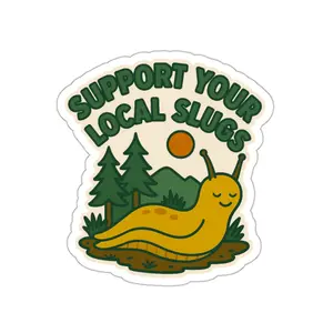 Support Your Local Slugs Sticker | Cute Yellow Slug Nature Decal