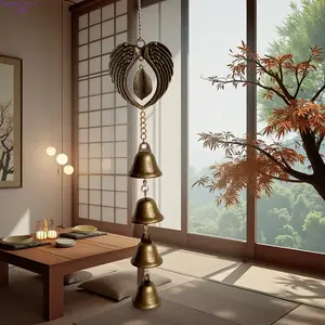 Vintage Roman Metal Wind Chime with Chain Durable Iron Hanging Ornament Classic Retro Outdoor Garden Decor Waterproof Rustproof No Power Needed Lightweight Elegant Wall Patio Balcony Yard Home Indoor Outdoor Hanging Decoration Art Accent Gift for Backyard