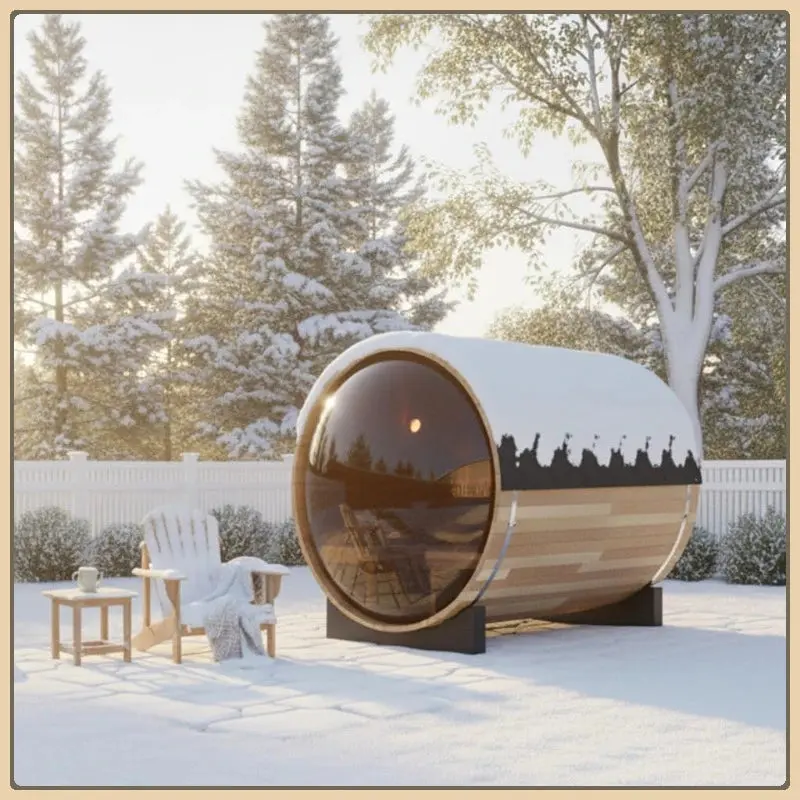 Wooden Panoramic Sauna - 70.86x74.86in, 220V Electric Heater for Outdoor Home Improvement & Garden Supplies, Includes Cylinder, Rubber Hammer, Scoop, Heat Retention