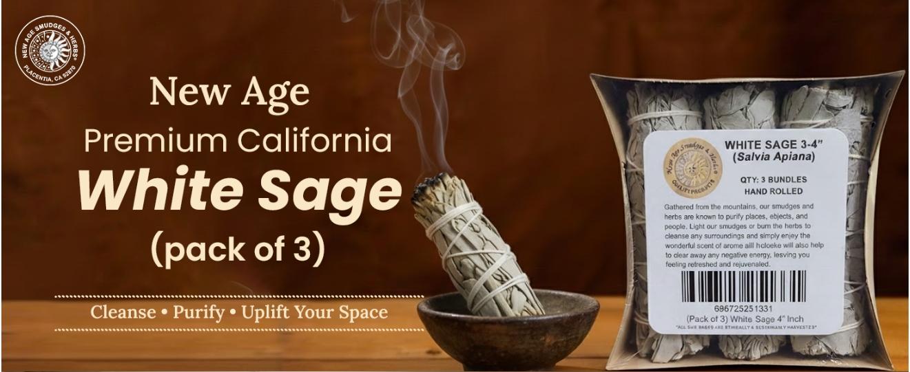 (Pack of 3)-Smudges & Herbs -Premium California White Sage Incense 4 Inches Long. Home Cleansing Incense,Fragrance,Meditation,Smudging Rituals.California Smudge Sticks Rituals -4 Inch