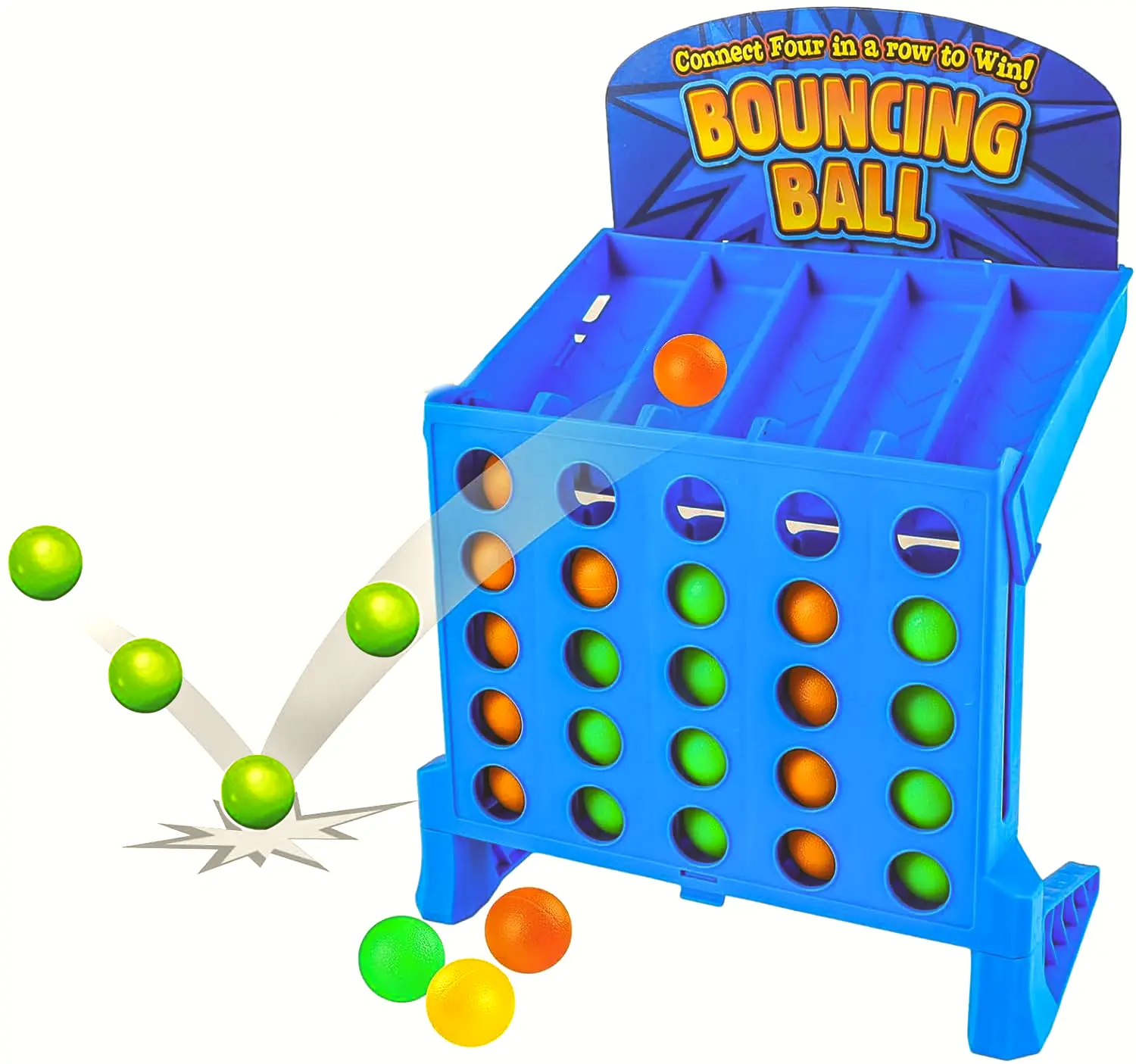 Connect 4 Shots Bouncy Balls Board Game - Collapsible Plastic Grid, 2-Player Active Game for Kids Ages 8+ & Families, Standing Up Activity, Kids Gifts, Board Game Prop, Party Table Game