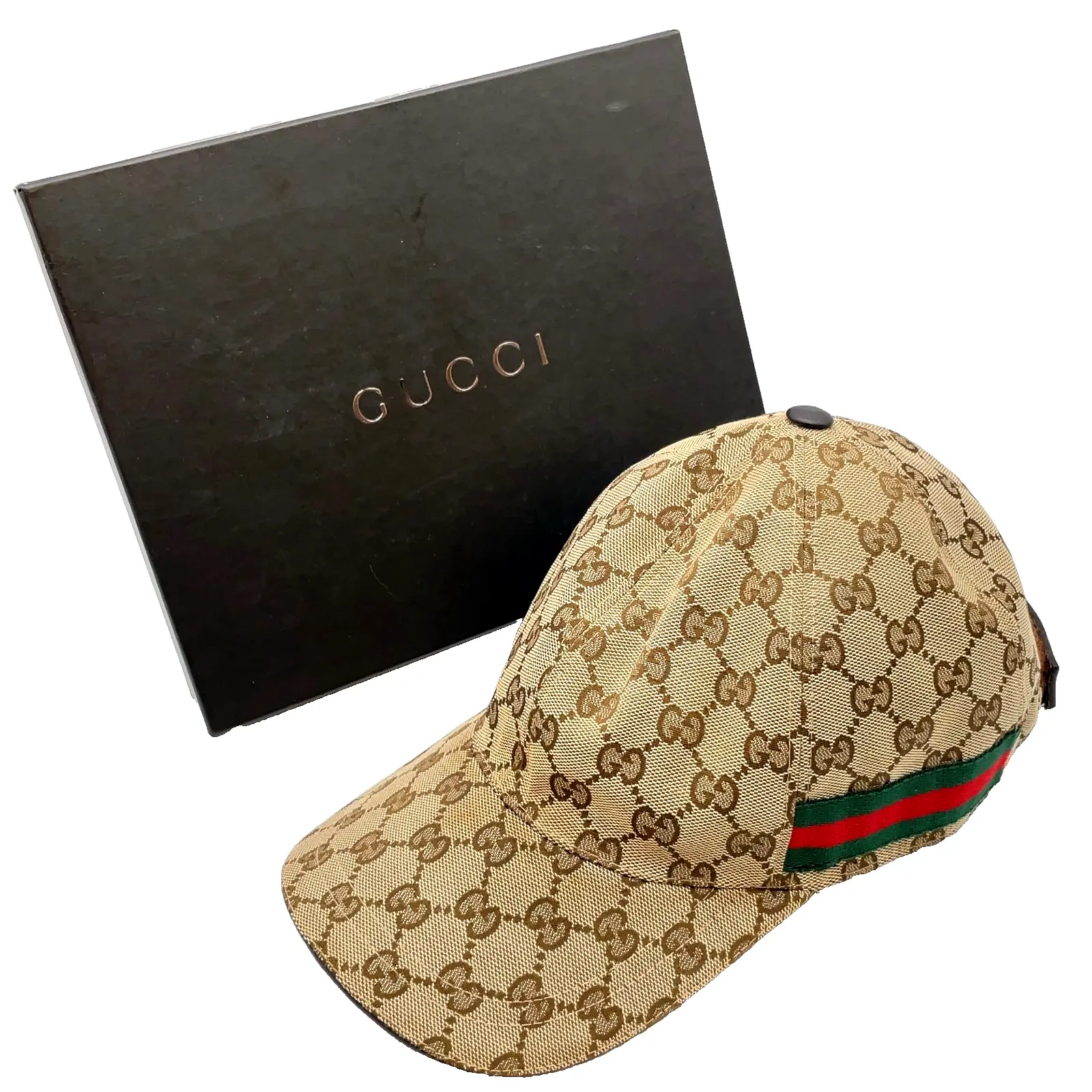 Pre-owned Authentic Gucci GG Canvas Sherry Line Beige 200035 M Baseball Cap W/Box i060564 12356211873/488452