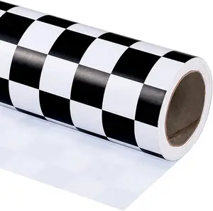 Checkered Flag Wrapping Paper Roll - 17 Inch x 16.5 Feet - Race Car Wrapping Paper for Birthday