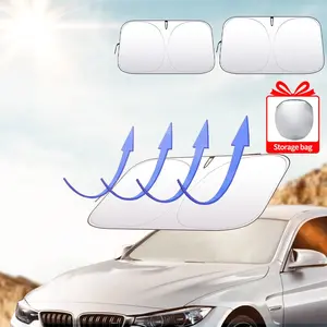 Universal Car Sunshade, Foldable Windshield Cover, Fits Most Cars Suvs Trucks, Heat Insulation Reflective Shade, UV Protective Sunshade, Blocks UV Rays, Keeps Interior Cool