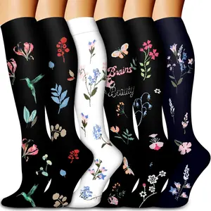 Compression Socks for Women & Men Circulation (6 Pairs) 15-20 mmHg is Best Support for Athletic Running,Nurse,summervibes