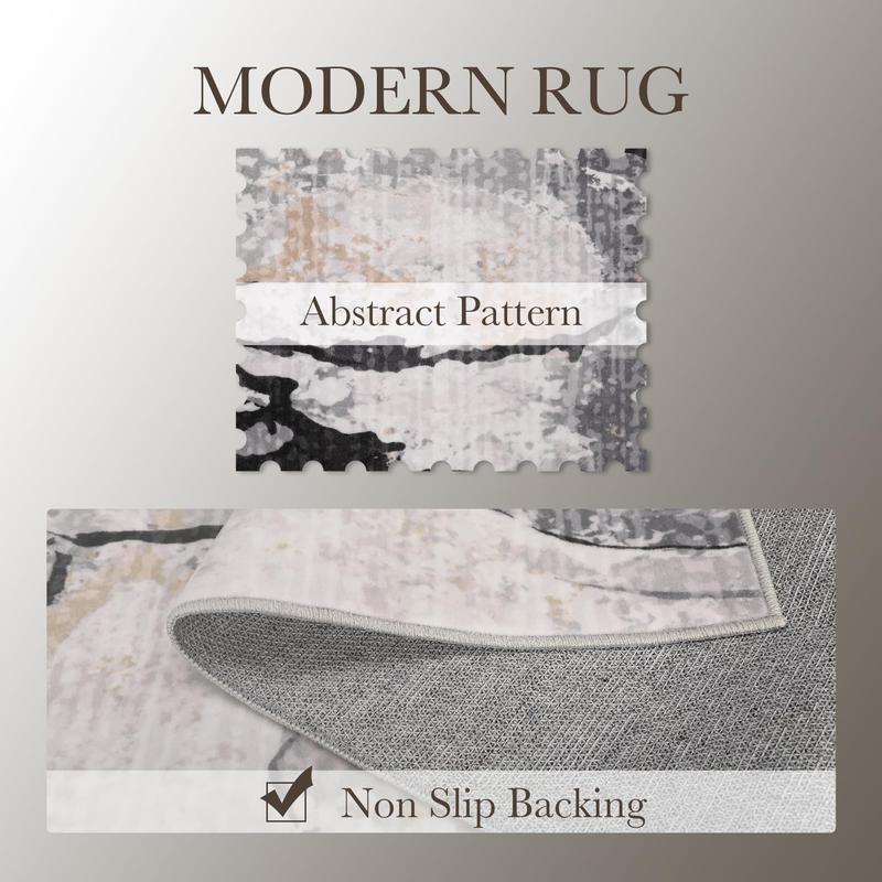 GARVEE Abstract Washable Area Rug 5x7 Large Modern Rug for Bedroom Soft Non Slip Living Room Rugs Indoor Contemporary Floor Cover Ultra Thin Grey Rugs Home Decor Carpet for Dining Room