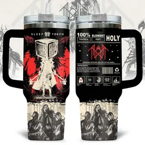 Sleep Token 40 oz Tumbler With Handle, 40oz Printed Tumbler Travel Insulated Double Wall Insulation Gift For Women Men Friends Mom Drinkware Flasks Reusable Portable Water Bottles Mug