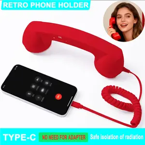 New TYPE-C Straight Plug Phone Retro Mute, C-Style No Conversion Needed, External Call Handset with Simple Ergonomic Design in Colorful Various Dreamy Colors Portable Mini audio  Headset