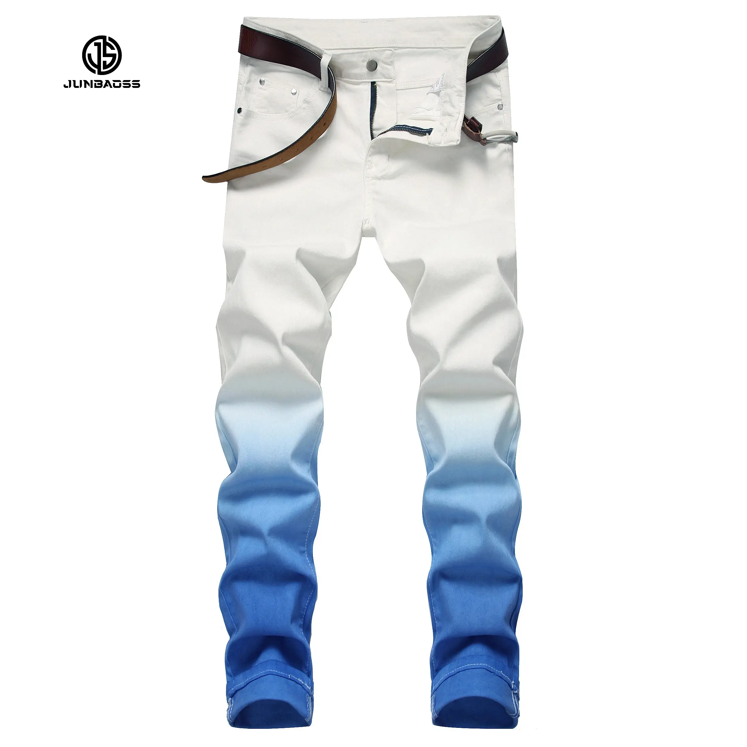 JUNBAOSS Mens Slim Fit Stretch Tie Dye Jeans, Distressed Straight Leg Casual Comfort Flex Waist Denim Pants, Menswear Classic Street Style Natural Hipster Personalized Stylish Trouser Jeans