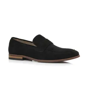 Ferro Aldo Dylan classic moc-toe penny loafers, in Suede Black, Men's Size 6.5 - 13