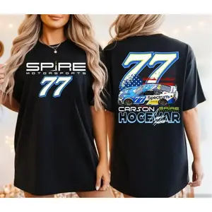 Carson Hocevar#77 Retro Racing Graphic Tee - Spire Motorsports Inspired Shirt, Vintage Race Day Top for Auto Fans