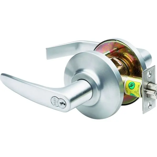 Stanley Best 7KC37AB16DS3626 2.75 in. 7K Series Backset 7 Pin Entry 16 Lever & D Rose ANSI Strike Less Core, Satin Chrome