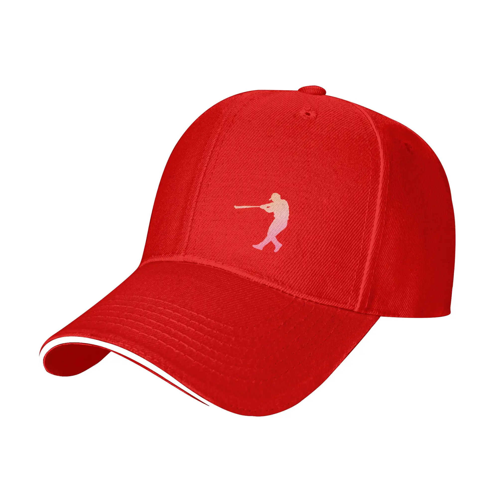 Fun heat-printed baseball caps | Retro-style monochrome baseball caps for men and women | Stylish camouflage pattern summer baseball caps shade beach sun hat sunscreen classic fashion   baseball practice cap red