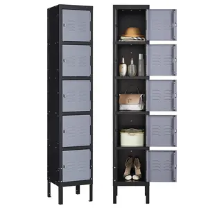 Letaya Metal Lockers, 5 Doors -66" Tall Steel Storage Cabinets Lockable for Employees, School,Gym, Home,Office,Mudroom,Industrial Lockers