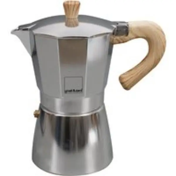 Gnali & Zani V702-9 Classic Aluminium-Steel 9-Cup Espresso Coffee Pot, Induction Bottom, Light Blue, Easy-to-Clean Kitchen Brew Tool