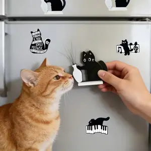 6-Piece Cat Hair Collection Refrigerator Magnets, Cat Shape Glass Bottle Fridge Stickers, Acrylic Kitten Push Bottle Magnetic Decor, Funny Fridge Magnets